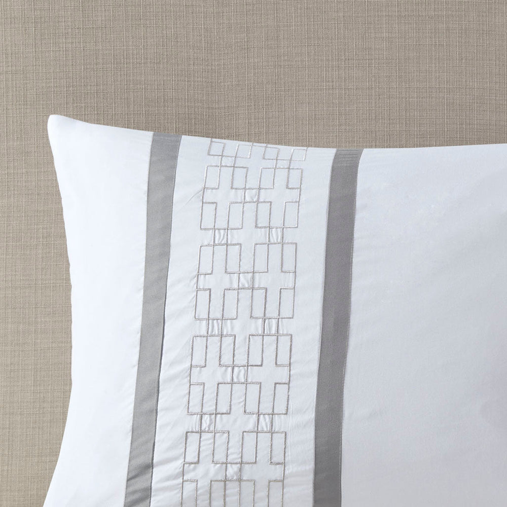 8 Piece Embroidered Comforter Set White King Media 13