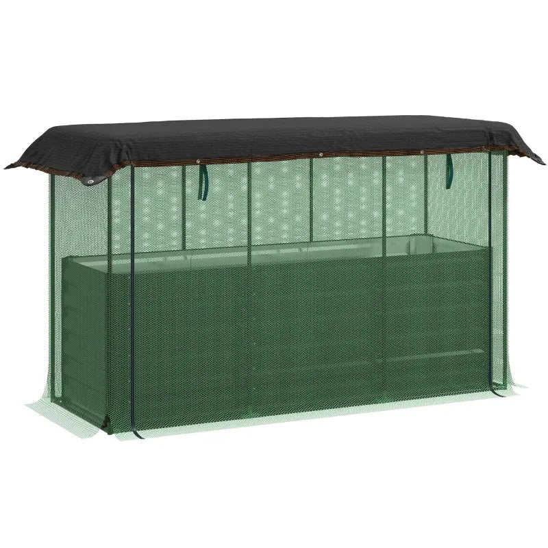 Raised Garden Bed,Galvanized Steel Planter Box with Crop Cage and Shade Cloth,for Flowers, Veggies and Herbs Media 9