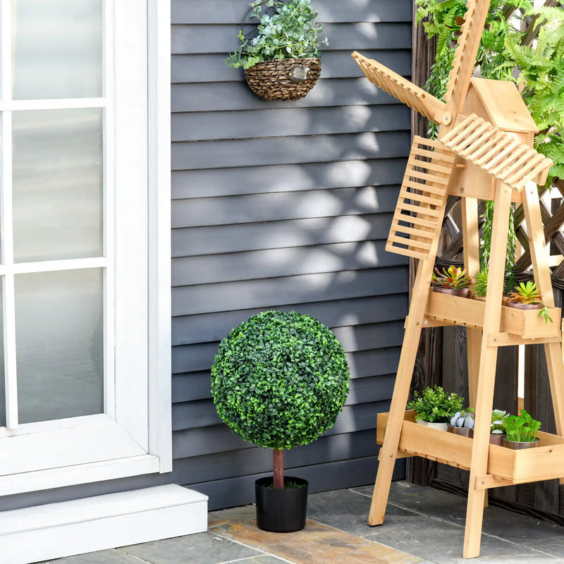 23.5' Artificial Boxwood Topiary Ball Tree, Fake Decorative Plant, Nursery Pot Included for Home, Balcony, Backyard and Garden