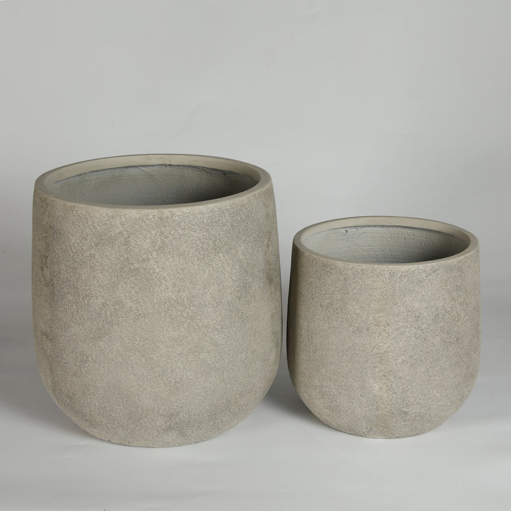 Round Concrete Planter Set of 2, Large Outdoor Indoor Handmade Rustic Decorative Planter Pots Containers with Drainage Holes for Home Garden Patio, 13' x 13' & 17' x 17' (antique grey) Media 9