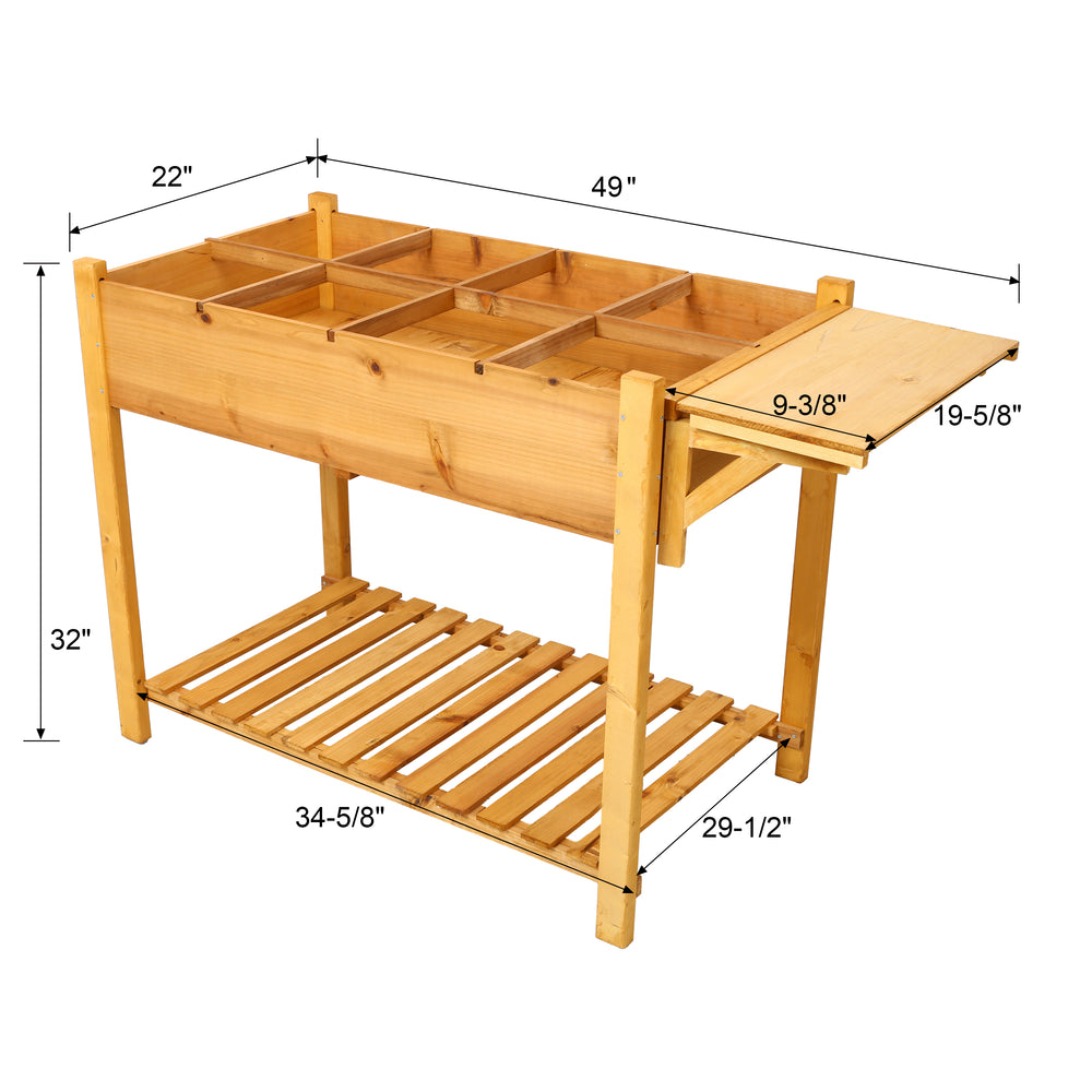 8 Pockets Horticulture Raised Garden Bed Elevated Wood Planter Box Stand with Foldable Side Table and Storage Shelf for Herb/Vegetables/Flowers Media 15