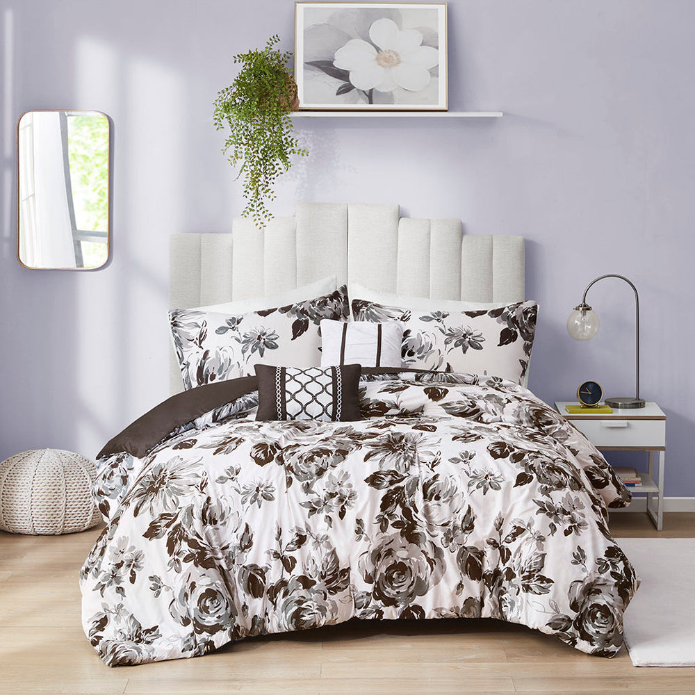 King/Cal King Floral Print Comforter Set Media 4