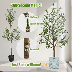 Artificial Olive Tree with Water Droplets: 4ft Potted Realistic Fake Plant Trees with Fruits for Indoor Home Room Office Balcony Decor perspective