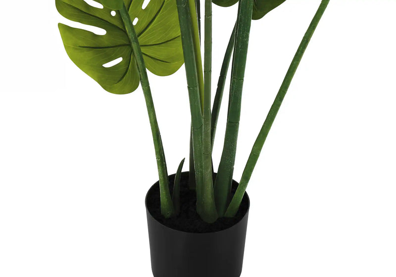 Artificial Plant, 45' Tall, Monstera Tree, Indoor, Faux, Fake, Floor, Greenery, Potted, Real Touch, Decorative, Green Leaves, Black Pot