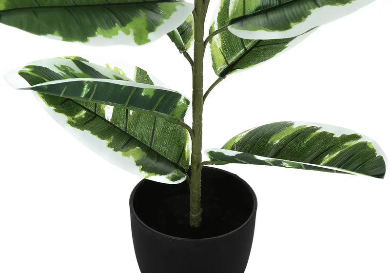 Artificial Plant, 27' Tall, Rubber, Indoor, Faux, Fake, Table, Greenery, Potted, Real Touch, Decorative, Green Leaves, Black Pot