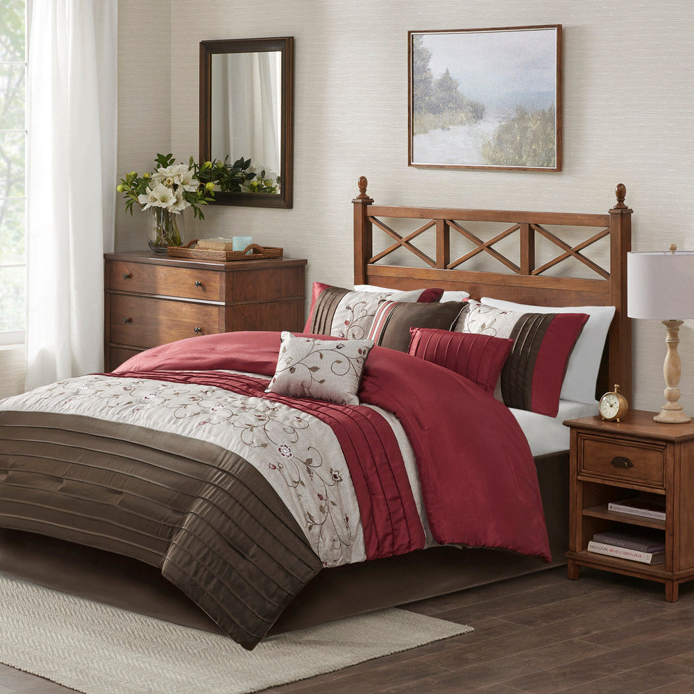 Embroidered 7 Piece Comforter Set Red Queen Media 1