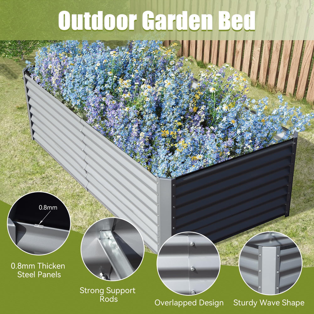 8x4x2 ft Galvanized Raised Garden Bed, Outdoor Planter Garden Boxes Large Metal Planter Box for Gardening Vegetables Fruits Flowers,Silver Media 3