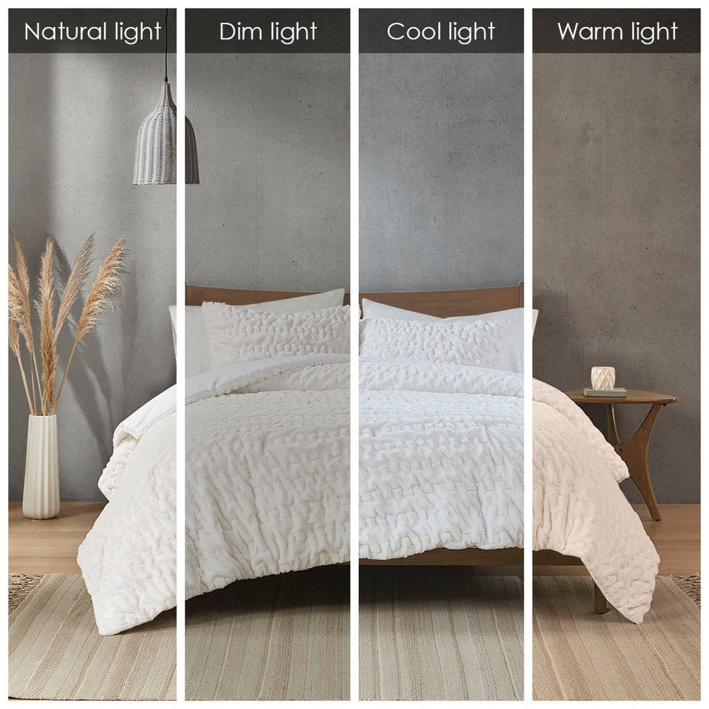 King/Cal King Ruched Fur Down Alternative Comforter Set Media 2