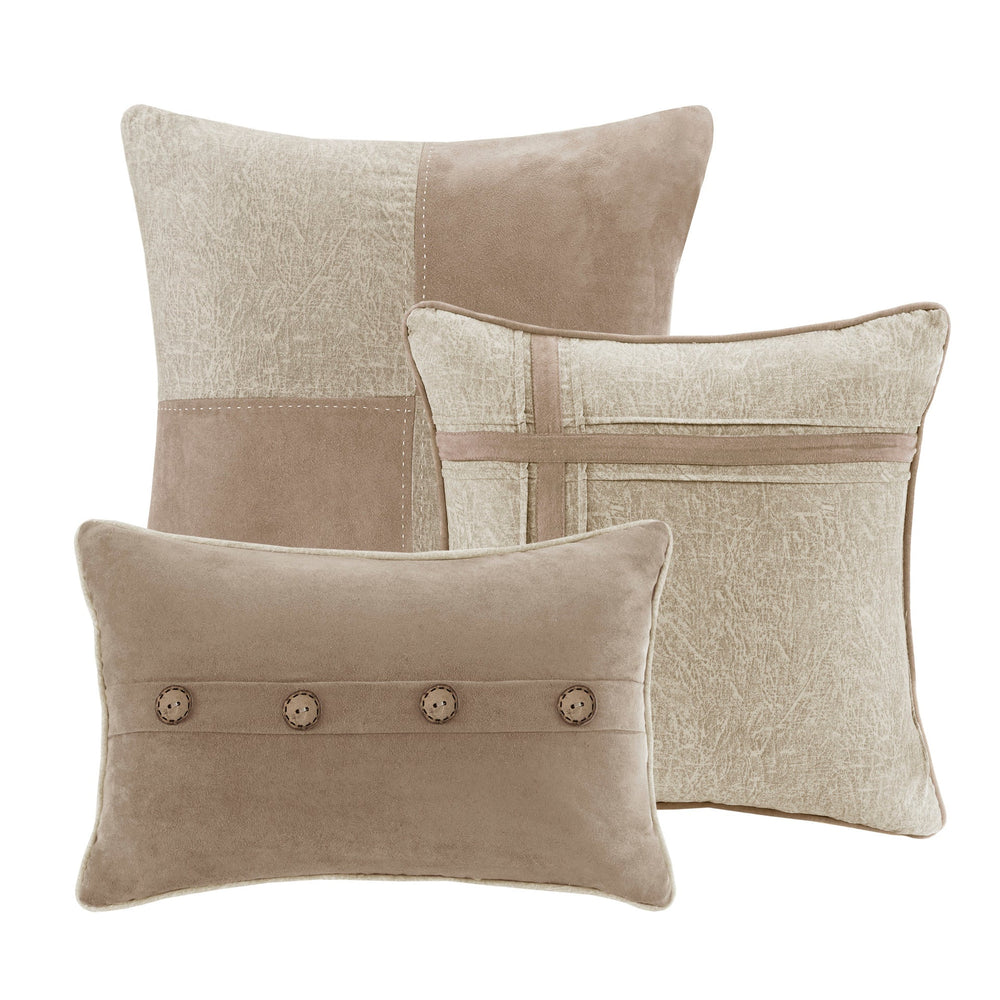 7 Piece Faux Suede Comforter Set Tan Queen Media 9