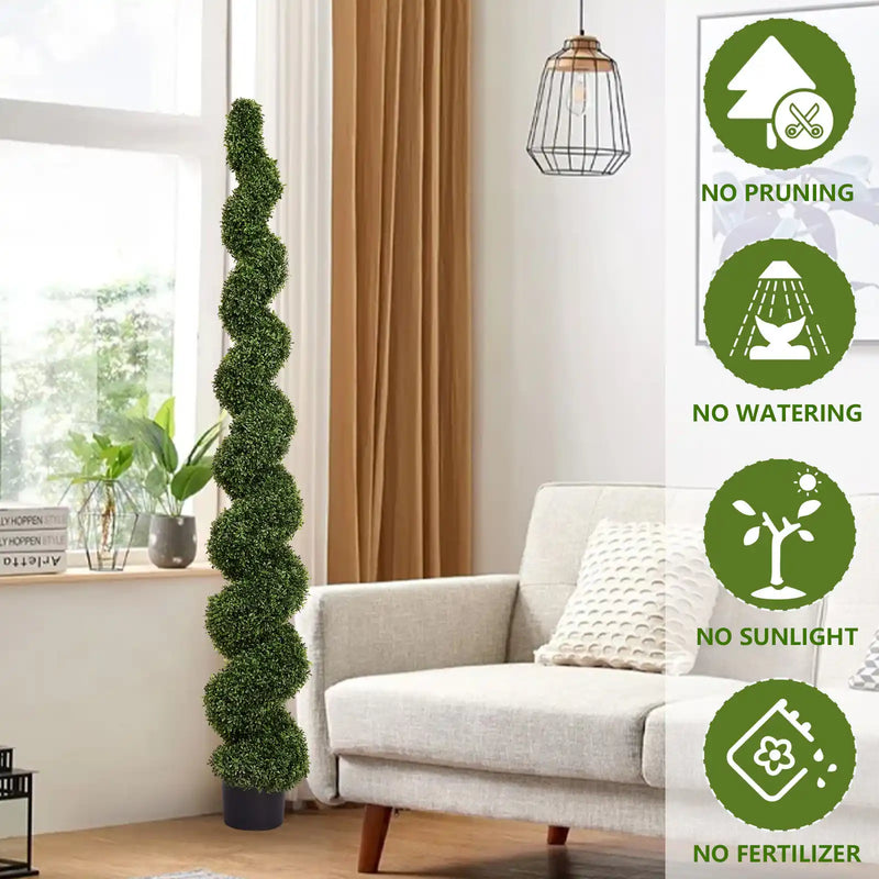 Topiary Bonsai Artificial Spiral Tree Plant Outdoor UV Resistant Plastic Boxwood 210cm Green