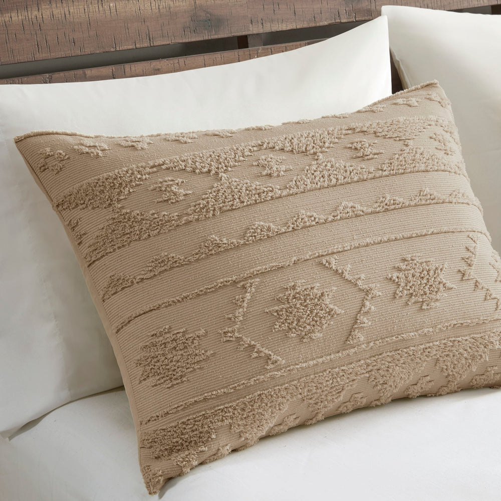 3 PCS Full/Queen Chenille Oversized Comforter Set Tan Media 11