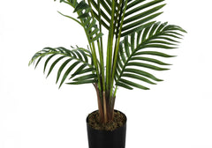 Artificial Plant, 57' Tall, Palm Tree, Indoor, Faux, Fake, Floor, Greenery, Potted, Real Touch, Decorative, Green Leaves, Black Pot perspective