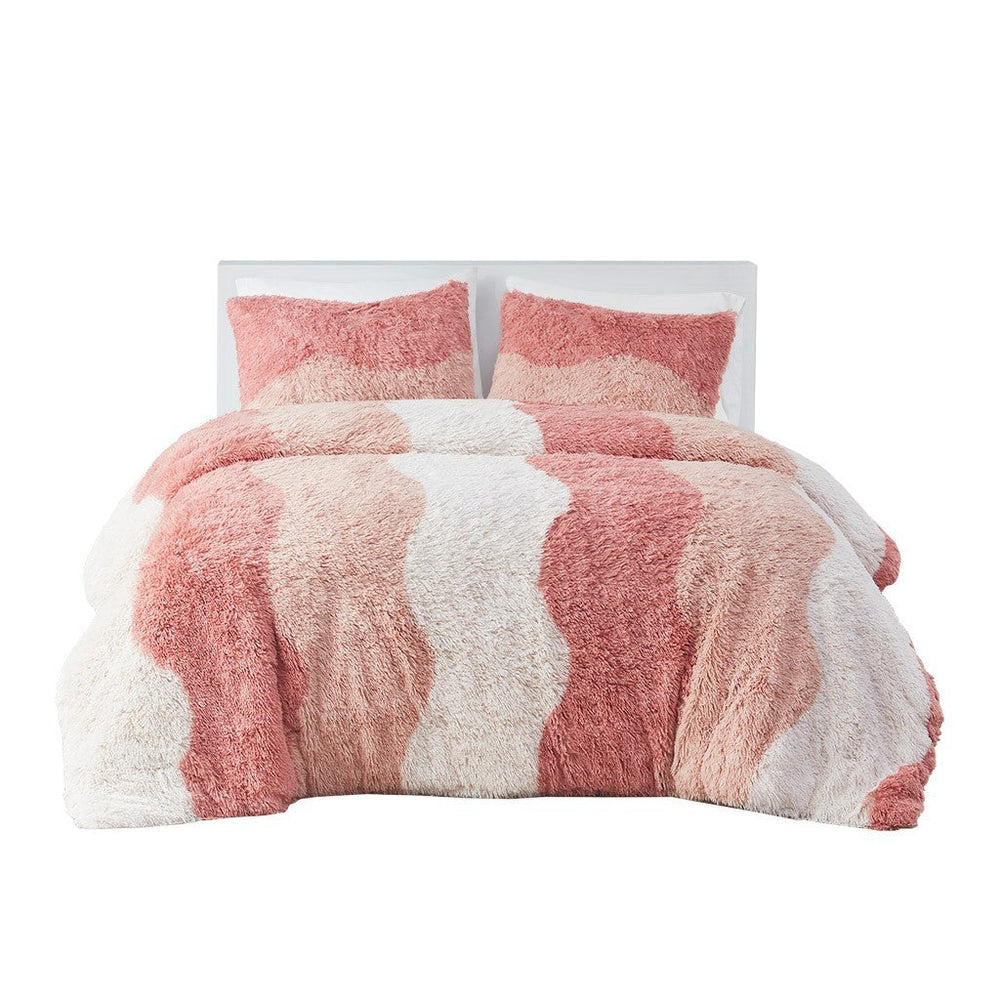 Full/Queen Ombre Shaggy Faux Fur Comforter Set Media 8