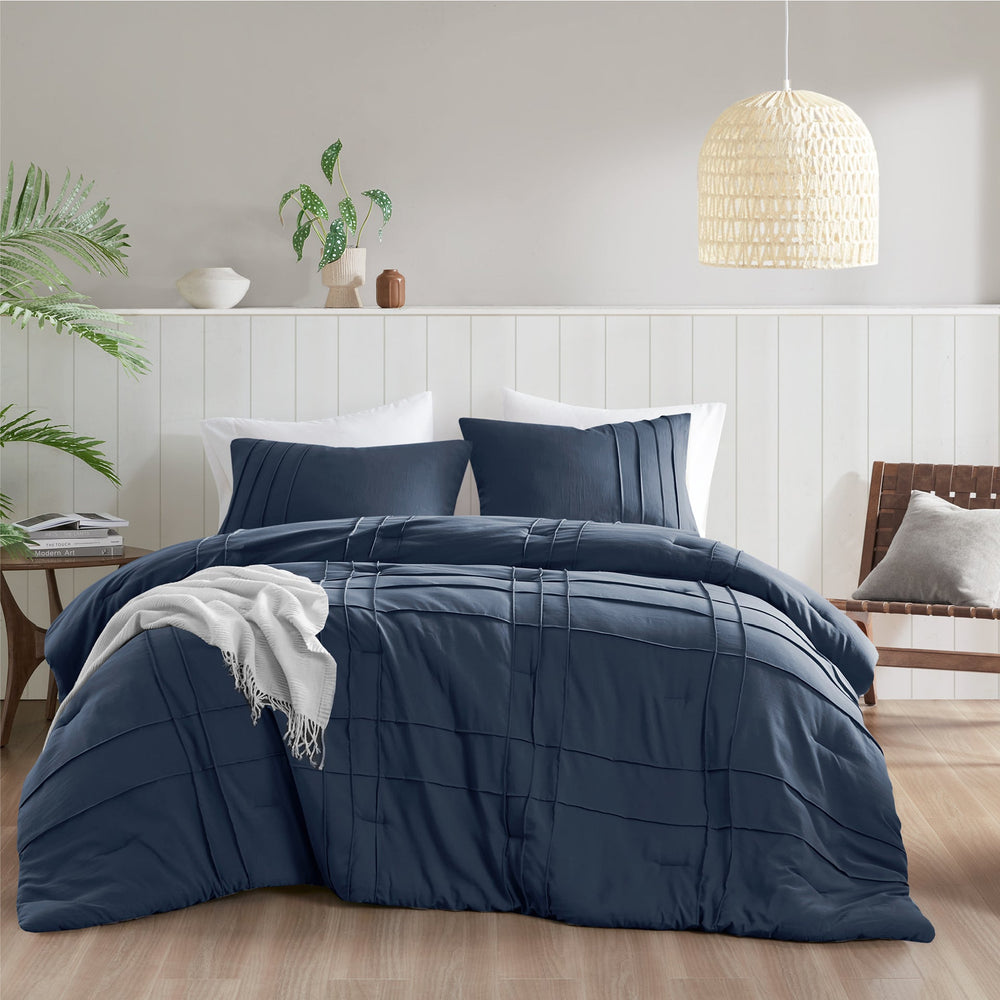 3-Piece Cal King Soft Washed Pleated Comforter Set Media 2