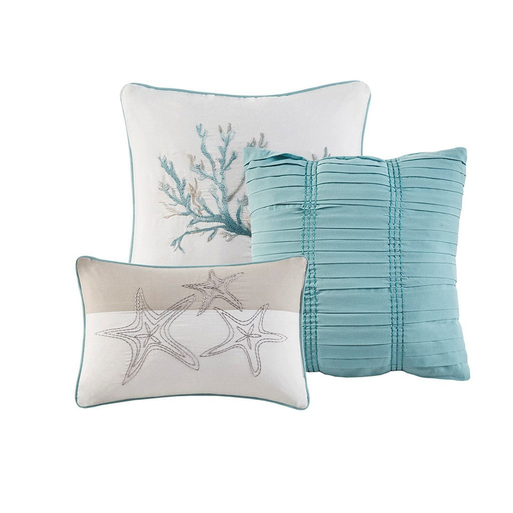 7 Piece Cotton Sateen Comforter Set Aqua Cal King Media 3