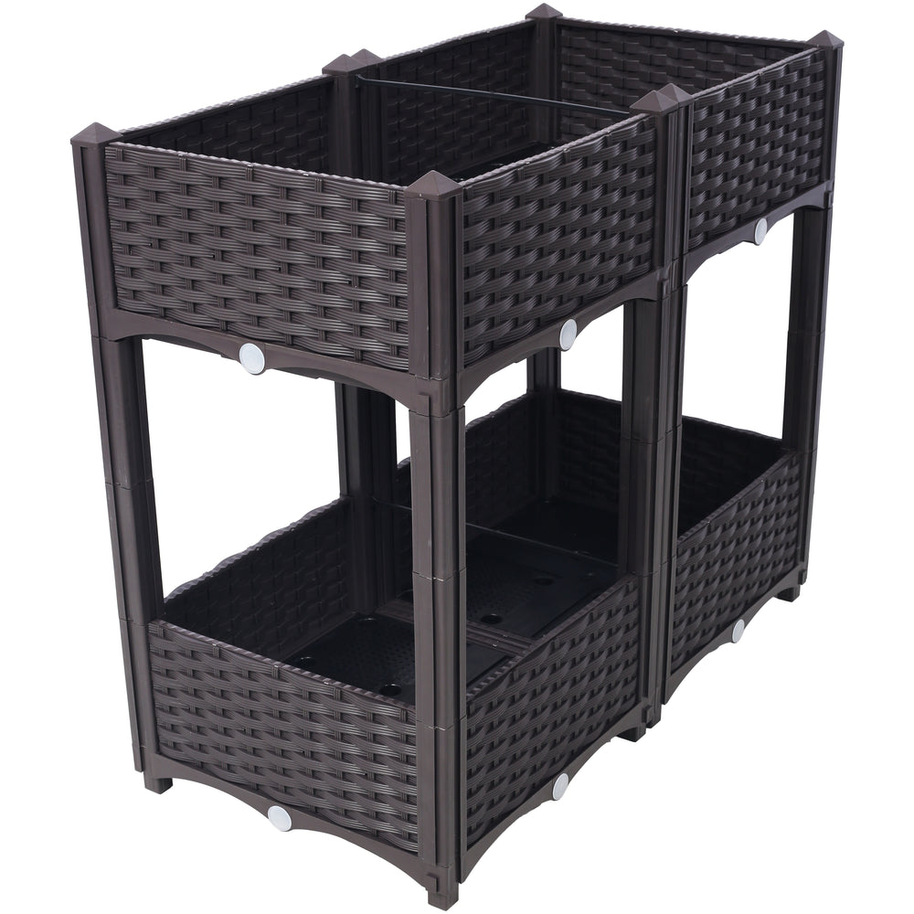 Planter Raised Beds - Elevated Planter Garden Box with Drainage Plug Raised Garden Beds for Vegetable/Flower/Herb Outdoor Standing Planter Beds Gardening Kit,Brown,31.5'x15.7'x27.7' Media 2