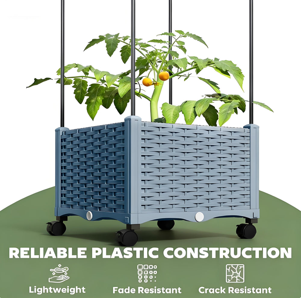 Mobile Raised Garden Bed,Adjustable Height Trellis Plant Cage Media 9