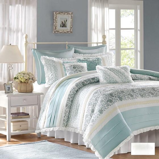 King 9 Piece Cotton Percale Duvet Cover Set Media 1