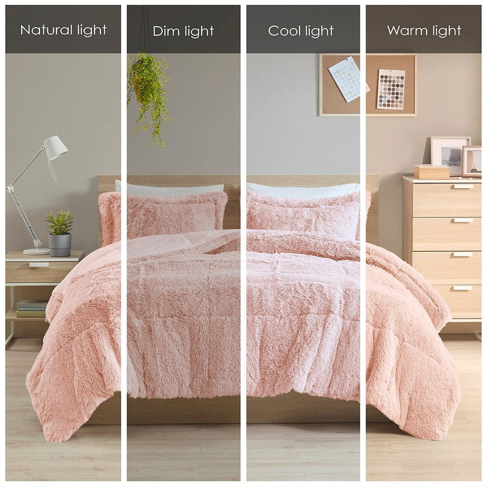 King/Cal King Shaggy Long Fur Comforter Mini Set Media 7