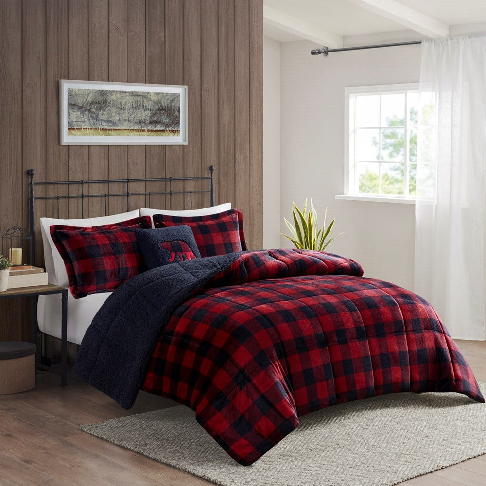 Full/Queen Plush to Sherpa Down Alternative Comforter Set Media 1