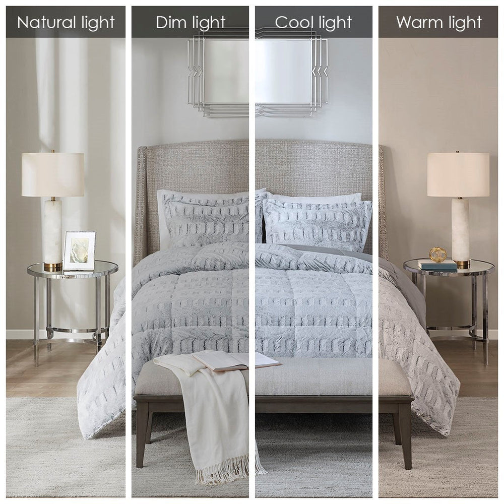 Full/Queen Back Print Long Fur Comforter Mini Set Media 7