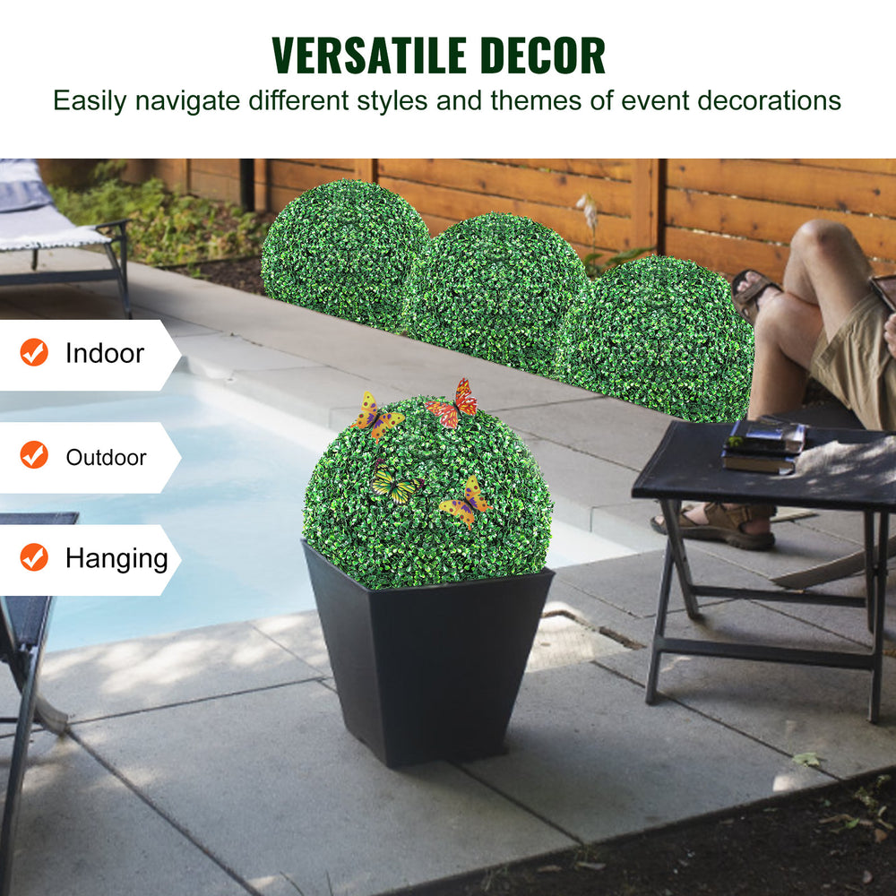 Artificial Topiary Boxwood Trees, 16 Inches Tall (Set of 2), Ball-Shaped Faux Topiary Plants, Year-Round Green Artificial Decorative Balls for Backyard, Balcony, Garden, Wedding, and Home Décor Media 4