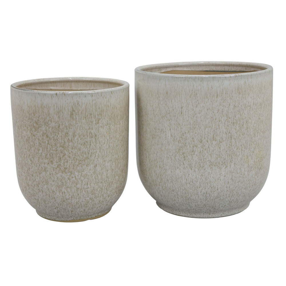 Lyna Accent Planter Set of 2, White Gray Ceramic Smooth Glossy Texture Media 1