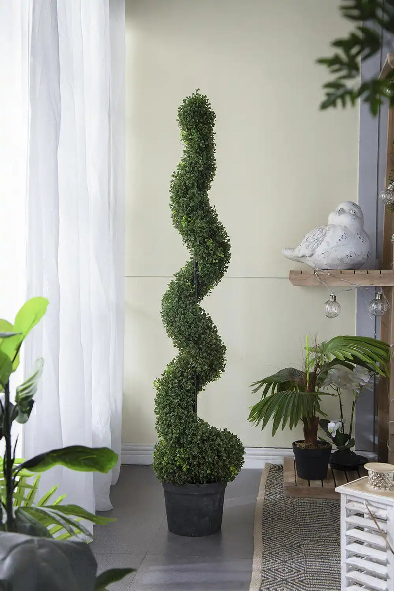 10.5x10.50x60' 5 Foot Tall Artificial Spiral Boxwood Topiary
