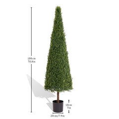6FT Artificial Conical Topiary Trees  UV Resistant Faux Cedar Bushes and Evergreen Shrubs, Fake Potted Plants for Front Porch Outside Planter Decor, 1pc/set perspective