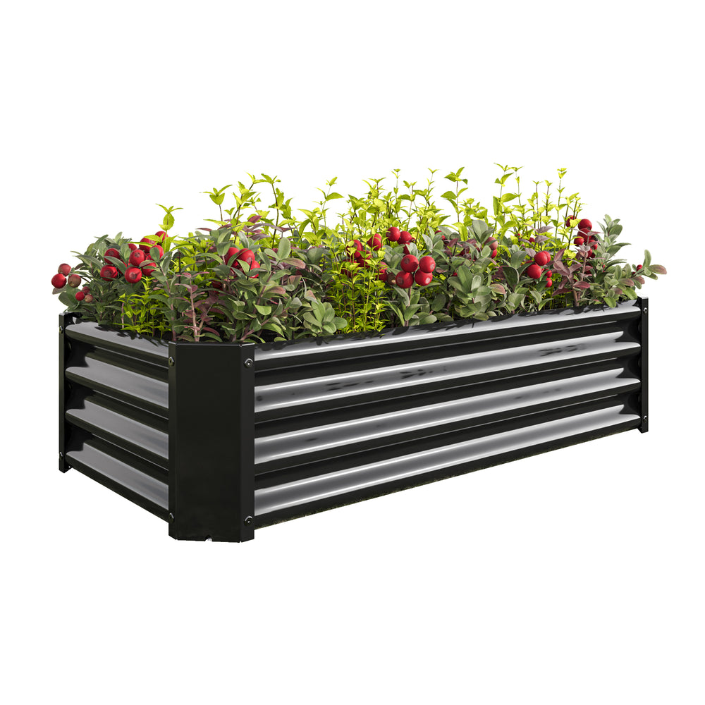Black 4×2×1ft Metal Raised Garden Bed, Rectangle Raised Planter for Flowers Plants, Vegetables Herb Media 15