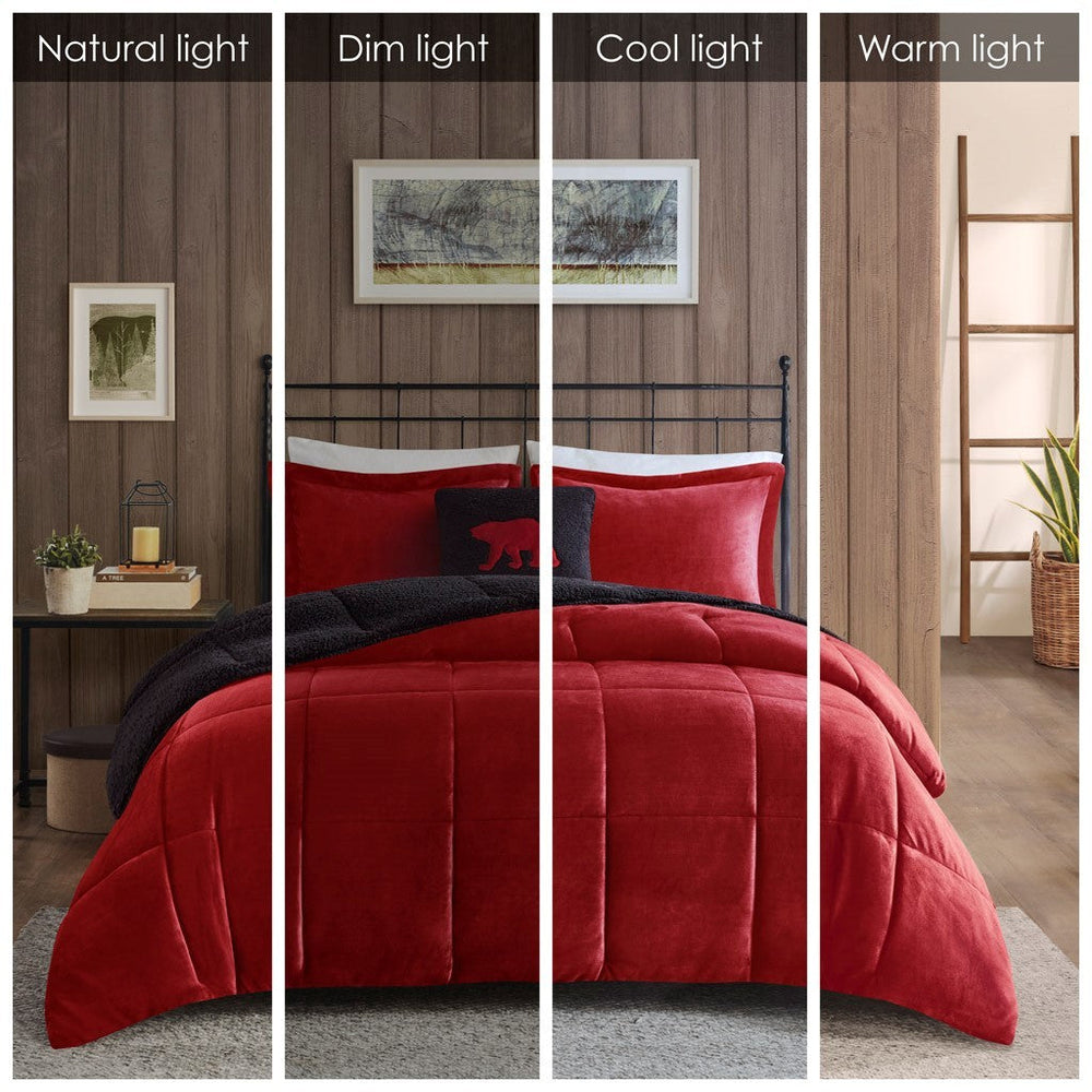Full/Queen Plush to Sherpa Down Alternative Comforter Set Media 2