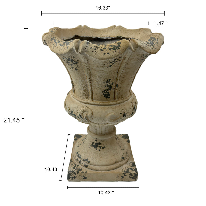 MGO Garden Planter, Garden decoration and planting,Color Antique White, Side 16.33'Wx16.33''Dx21.45'H