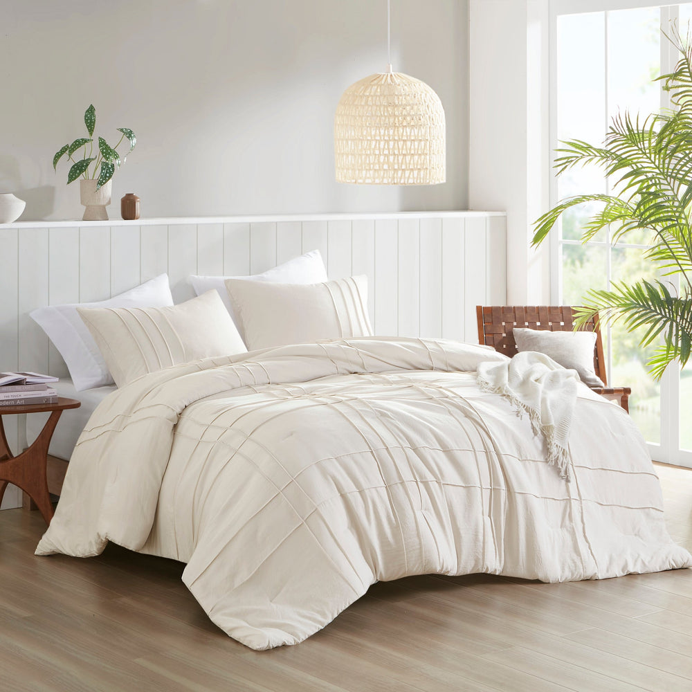 3-Piece Cal King Soft Washed Pleated Comforter Set Media 12