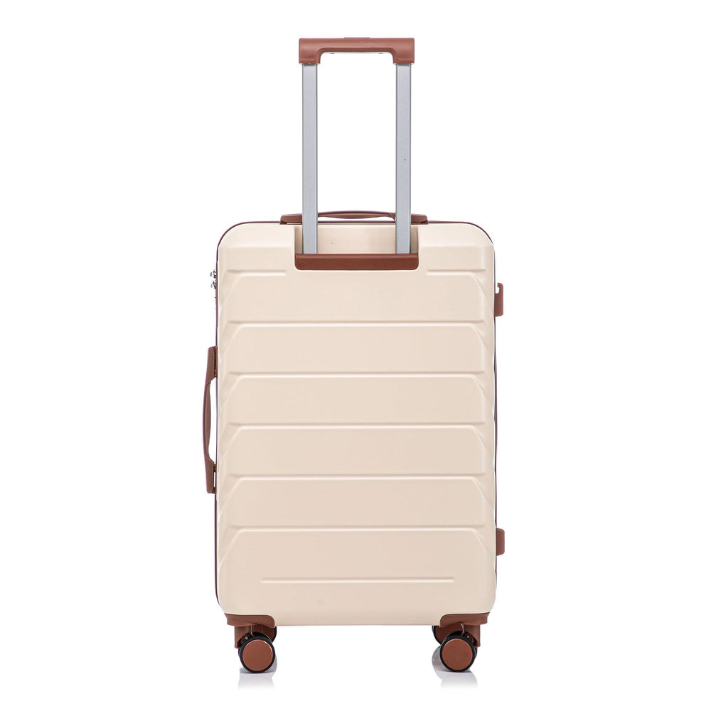 Abs Luggage Set 20 24 28 Inches 3 Piece Beige Durable Spinner Wheels & Combination Lock Media 24