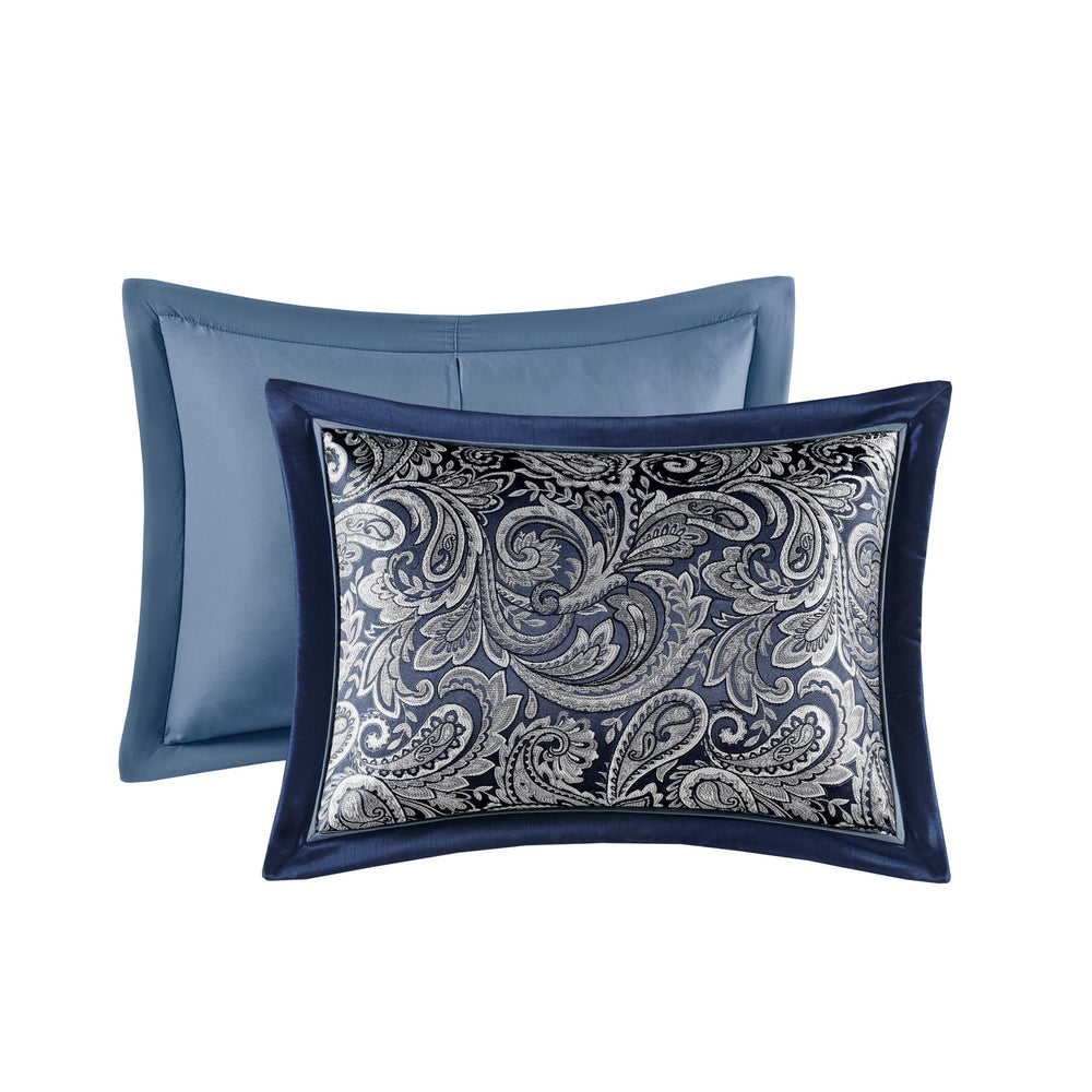 12 Piece Comforter Set with Cotton Bed Sheets Navy Cal King Media 13