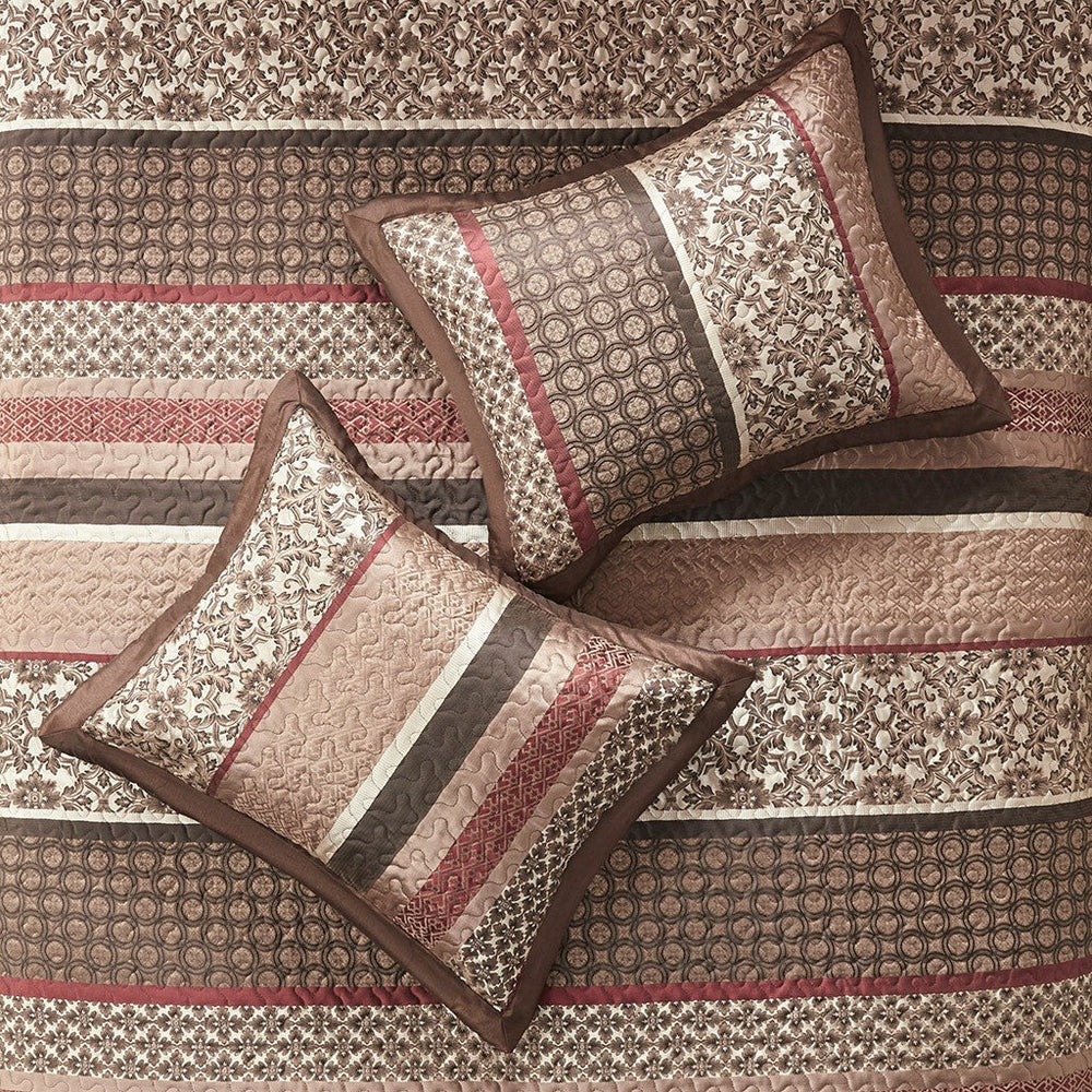 5 Piece Reversible Jacquard Bedspread Set Red King Media 7