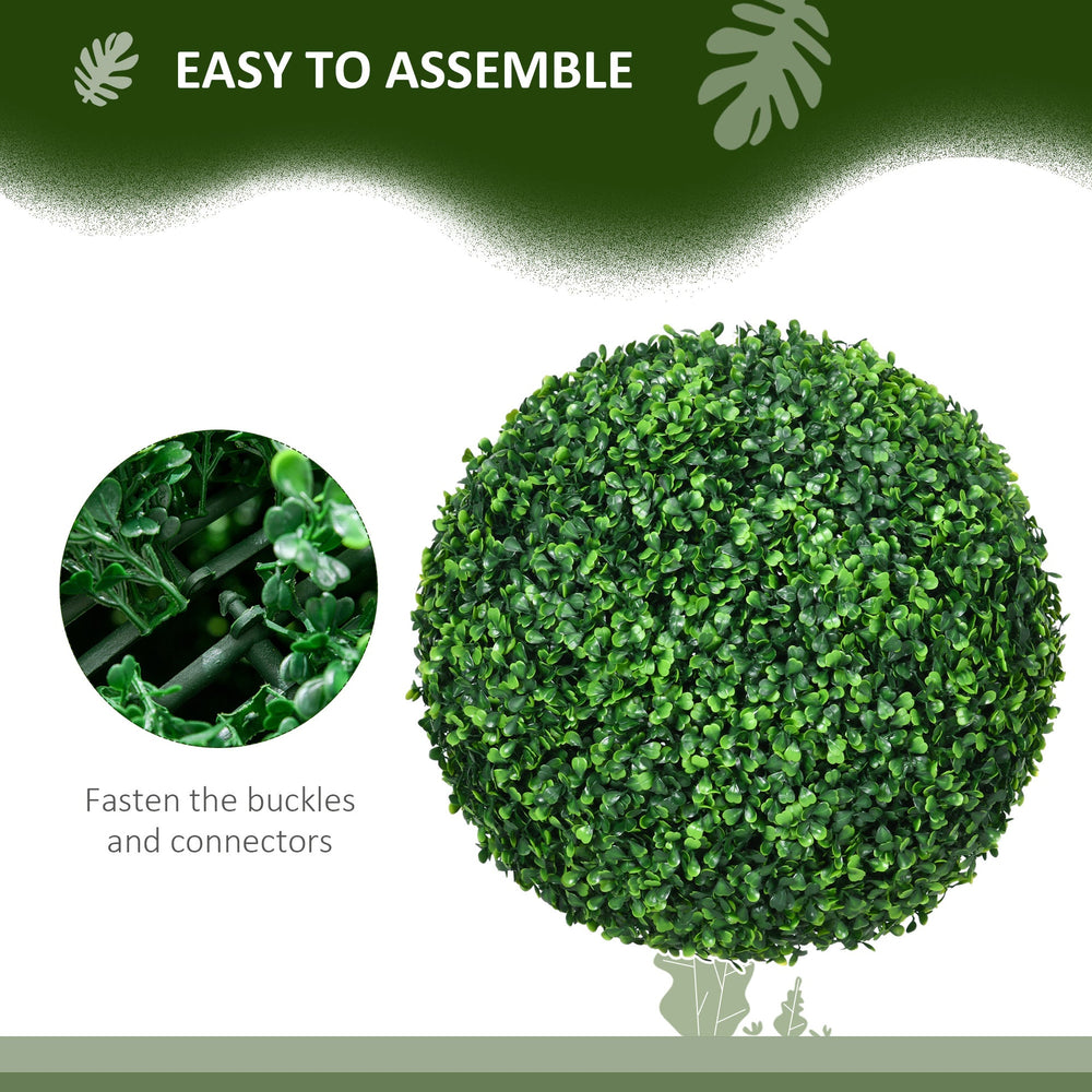 HOMCOM Set of 2 15.75 Inch Artificial Ball Boxwood Topiary Trees Balls, Indoor Outdoor Fake Plants for Home, Office & Living Room Decor Media 5