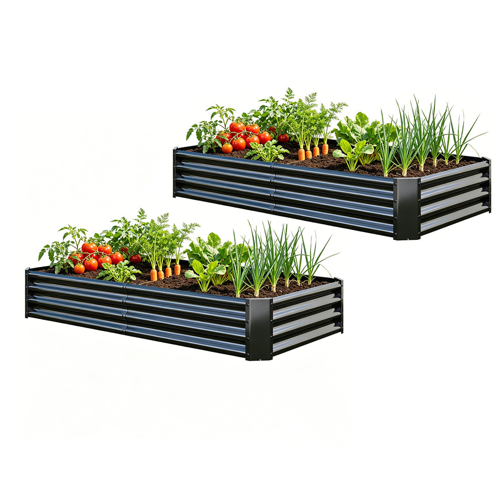 2PCS Black 6×3×1ft Metal Raised Rectangle Garden Planter Beds Media 4