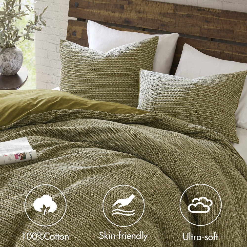 3PCS King/Cal King Waffle Washed Duvet Set Media 2