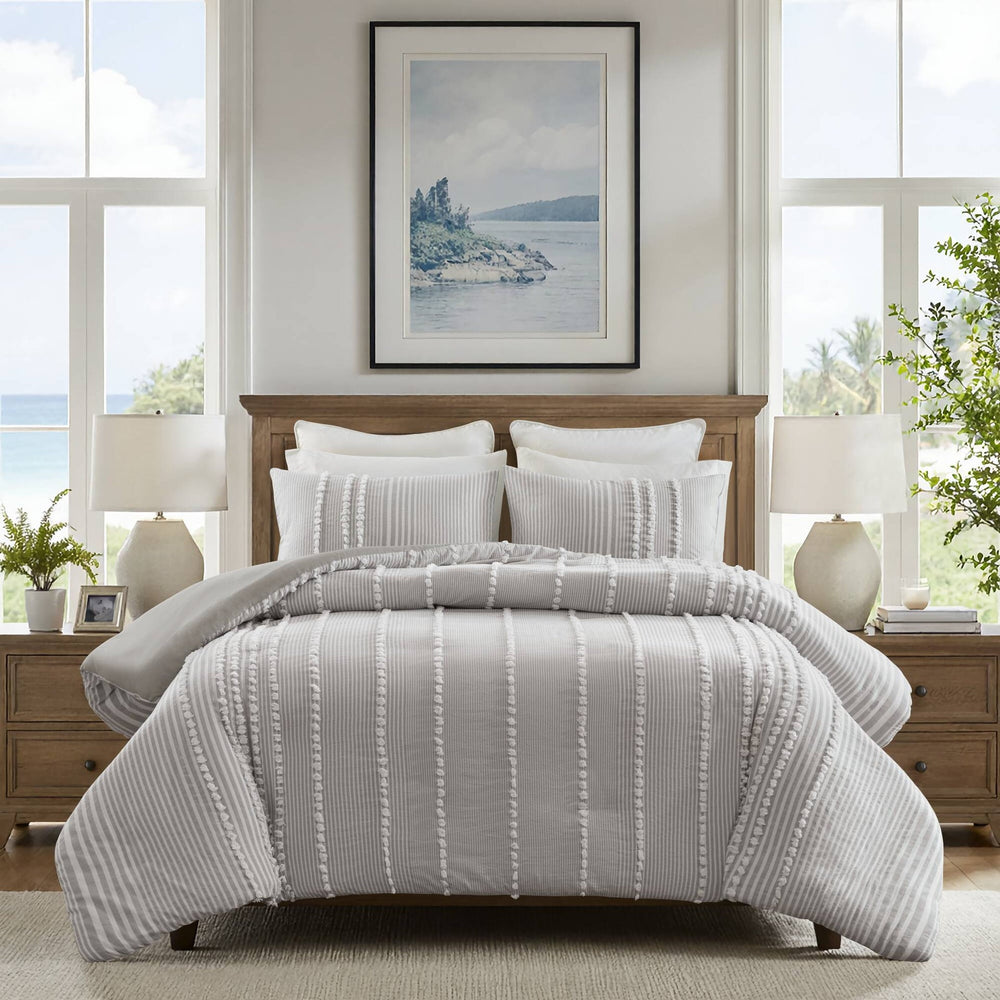 3- Piece Full/Queen Cotton Yarn Dyed Duvet Cover Set Media 13