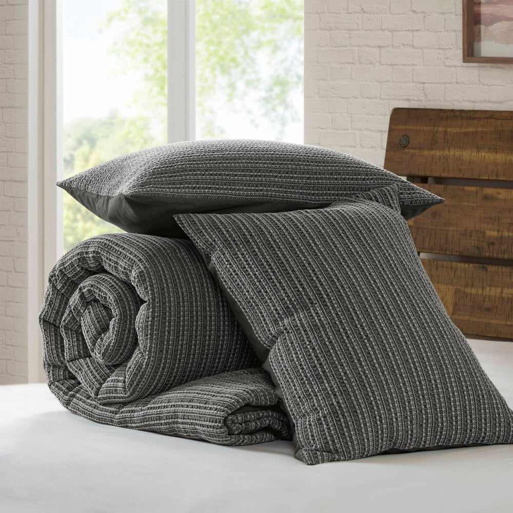 3PCS King/Cal King Waffle Washed Comforter Set Media 16