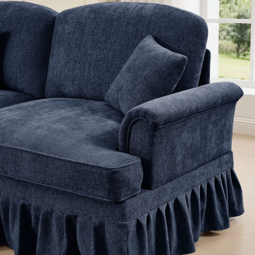 Sofas Chenille Upholstery Three Seater Mid Century Blue Living Room Media 21