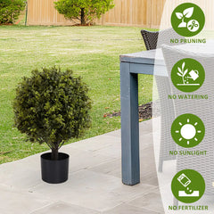 UV Protection Artificial Ball Topiary Tree Decoration in Pot 55cm Green Plastic Set of 2 perspective
