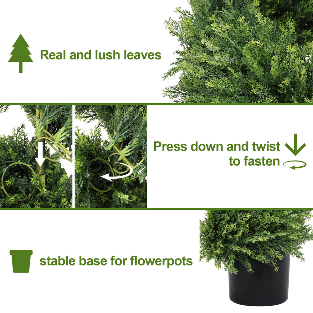 7FT Tall Artificial Two-Tone Cypress Pine Tree – Realistic Lifelike Faux Greenery with Natural Dual Color Leaves for Indoor Outdoor Home Office Decoration, Potted Fake Tree, 1pc/set Media 6