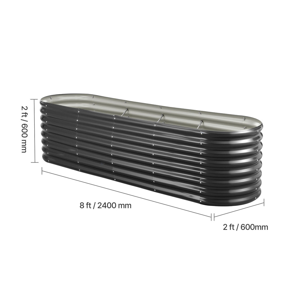 Metal Raised Garden Bed, 8 x 2 x 2 ft Oval Outdoor Galvanized Planter Garden Box, Open Bottom Design, Large Planter Raised Bed for Growing Vegetables, Flowers, Herbs, and Succulents, Dark Gray Media 3