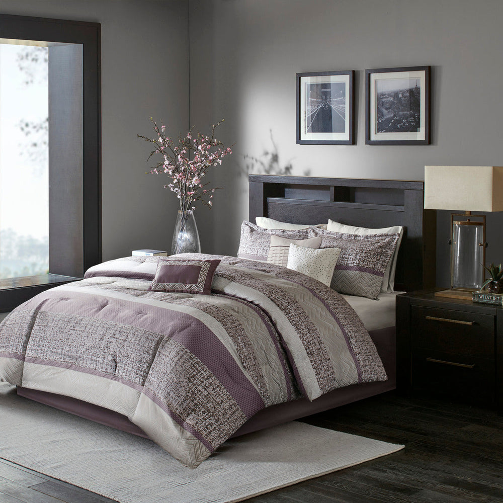 7 Piece Jacquard Comforter Set Purple King Media 13
