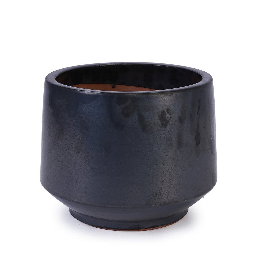 Handmade Black Matte Glazed Ceramic Planter Set of 3, 15/11/9 Inch Diameter, Textured Finish for Orchids & Begonias, Indoor/Outdoor Use on Windowsill & Bookshelf, Breathable Clay Media 9