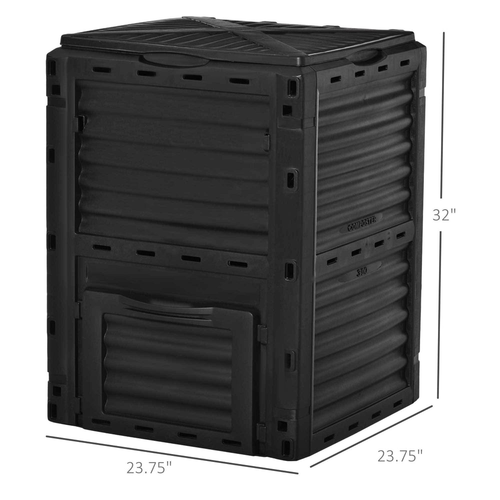 Outsunny Garden Compost Bin 80 Gallon Outdoor Large Capacity Composter Fast Create Fertile Soil Aerating Box, Easy Assembly, Black Media 7