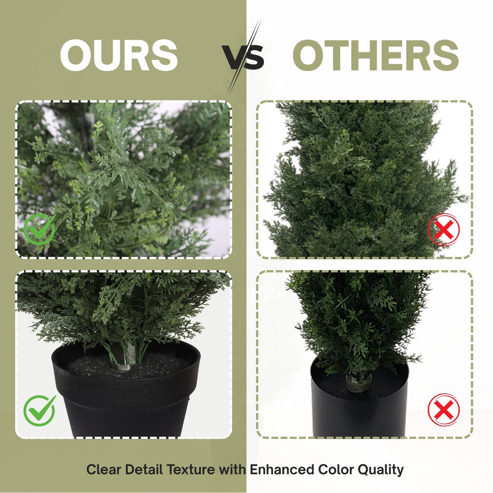Realistic Artificial Cypress Tree in Black Plastic Pot, UV Resistant Green Fabric Leaves, 60-Inch Indoor Outdoor Topiary Plant for Garden or Entryway Decoration Media 11
