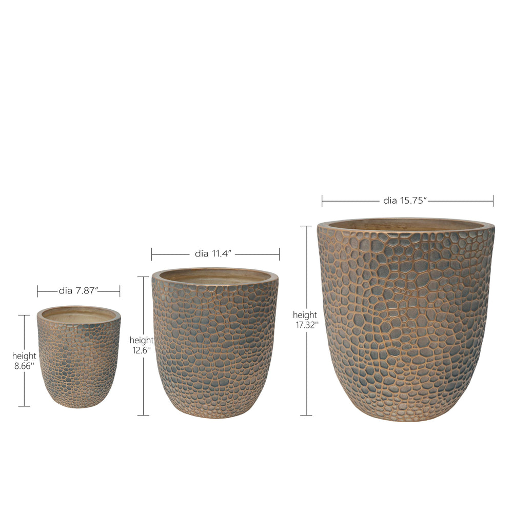 Large Outdoor Indoor Planter, 15.75'+11.4'+7.87' Dia Round Magnesium Oxide Planter Set of 3, Flower Pots with Drainage Holes,  Planter for Garden, Patio, Home Media 7